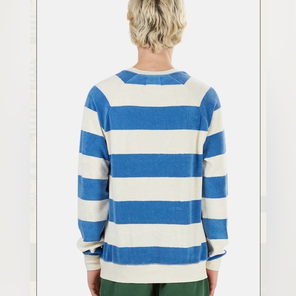 La Paz Men’s Sky Blue Towel Stripes Crew Neck Sweater Sz. Small New With Tags - Picture 3 of 12